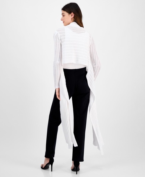 Women's Ribbed Open-Front Draped Cardigan