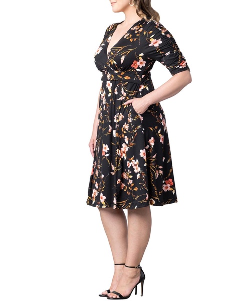 Plus Size Gabriella Ruched Sleeve Midi Dress with Pockets