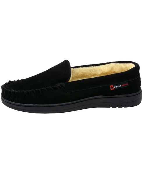 Yukon Men's Suede Shearling Moccasin Slippers Moc Toe Slip On Shoes