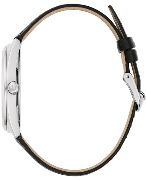 Men's Black Leather Strap Watch 42mm