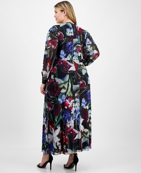 Plus Size Printed Twist-Front Maxi Dress 