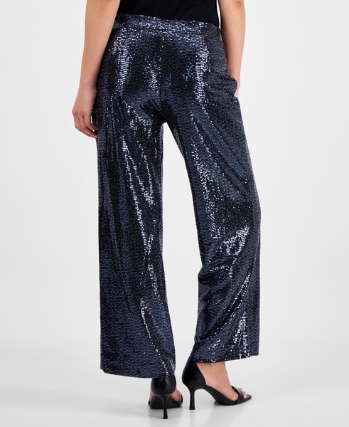 Petite Pull-On Wide-Leg Sparkle Pants