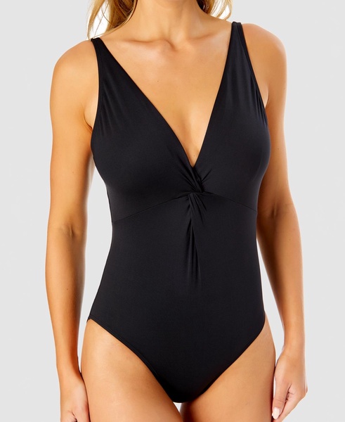 Women's Plunge-Neck Twist-Front One-Piece Swimsuit
