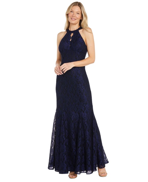 Women's Glitter Lace Halter Gown
