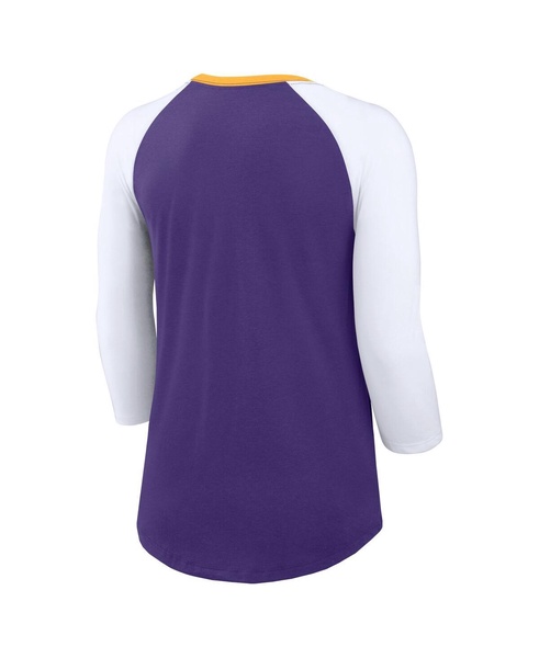 Women's Purple/White Minnesota Vikings Knockout Arch Raglan Tri-Blend 3/4-Sleeve T-Shirt