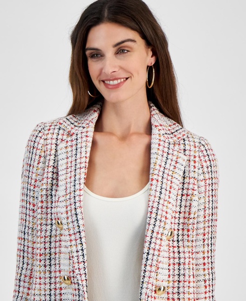 Women's Tweed Faux Double-Breasted Jacket