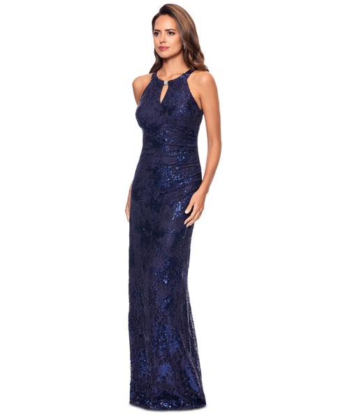Women's Sequin Floral Halterneck Gown