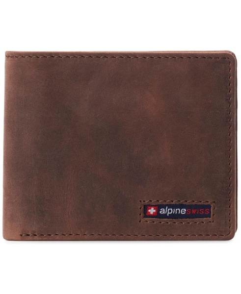 Mens Genuine Leather RFID Safe Bifold Wallet Passcase 2 ID Windows