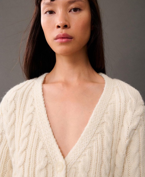 Women's Buttoned Knit Braided Cardigan