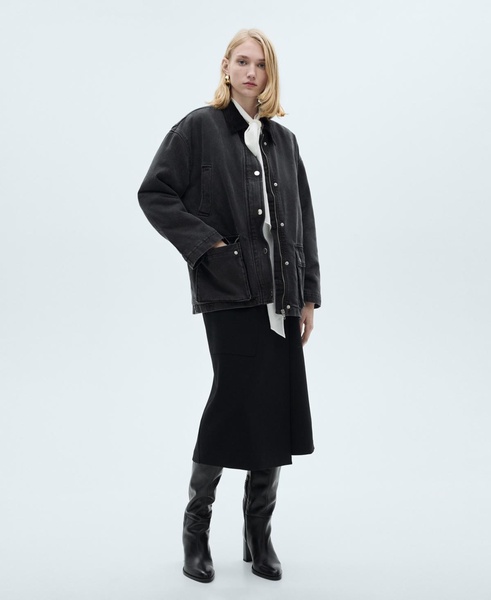Women's Corduroy Collar Pockets Jacket