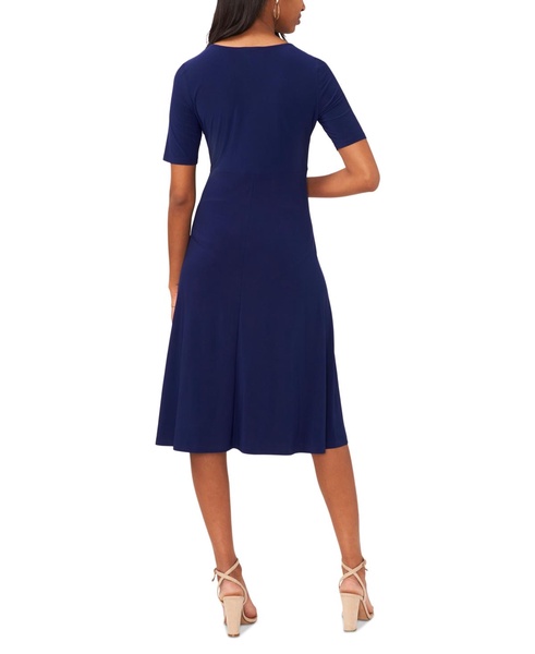 Petite Twist-Front V-Neck Elbow-Sleeve Midi Dress