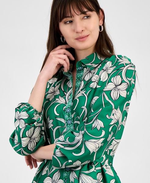Women's Tiered Belted Floral-Print Dress