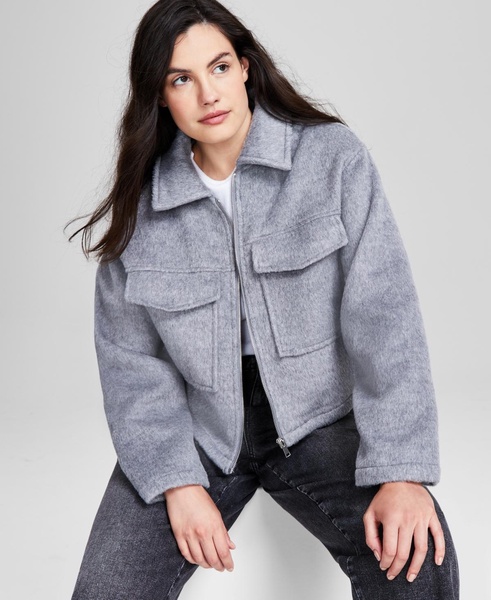 Women's Collared Zip-Front Shacket, Created for Macy's