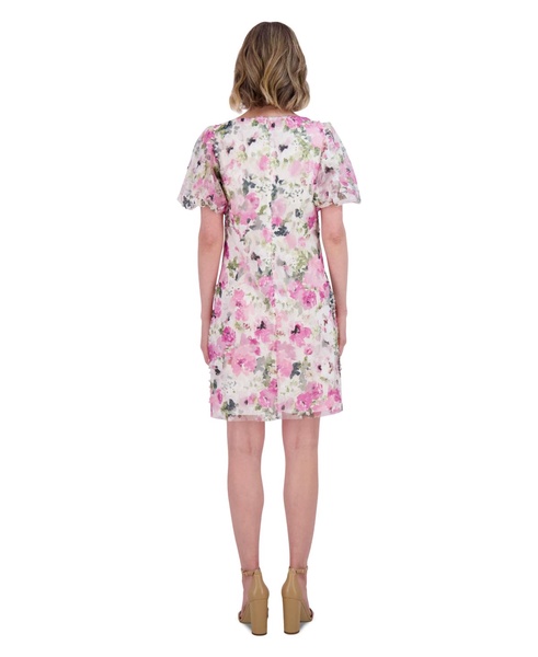 Women's Floral-Print Bubble-Sleeve Dress