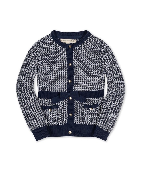 Girls' Organic Fancy Tweed Stitch Cardigan Sweater with Bow
