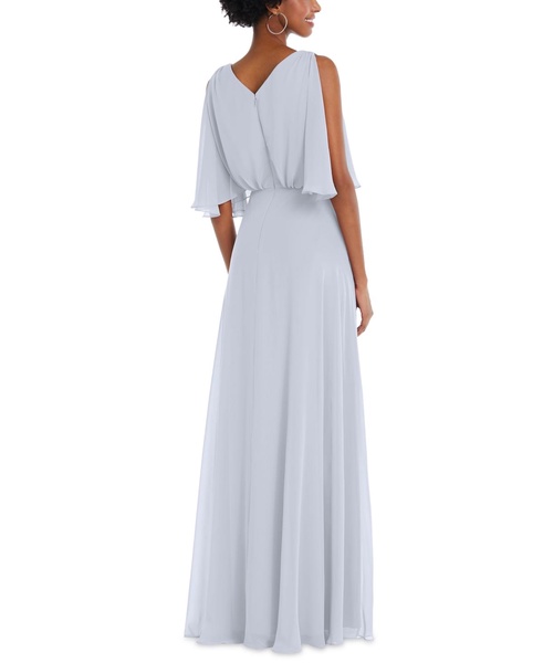 Plus Size V-Neck Split Sleeve Blouson Bodice Maxi Dress