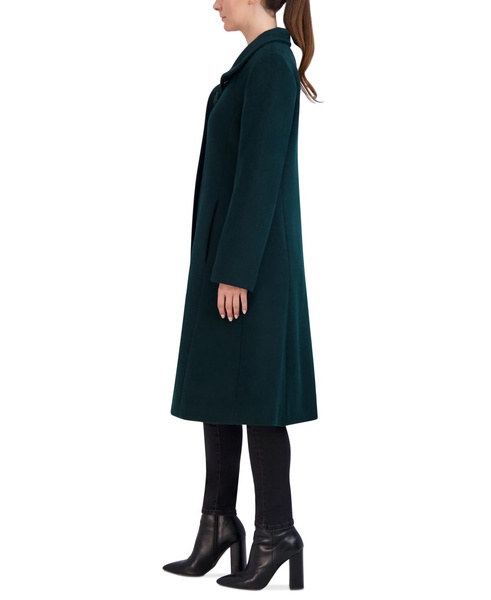 Womens Stand-Collar Single-Breasted Wool Blend Coat