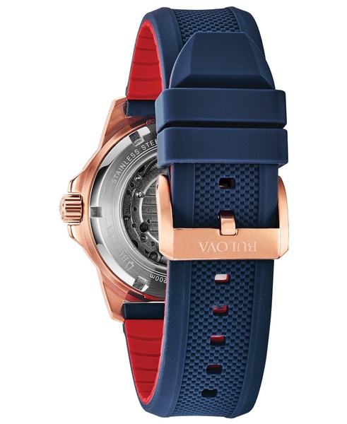 Men's Automatic Marine Star Blue Silicone Strap Watch 45mm