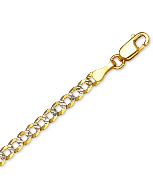 18" Two-Tone Open Curb Link Chain Necklace (3-1/6mm) in Solid 14k Gold & White Gold