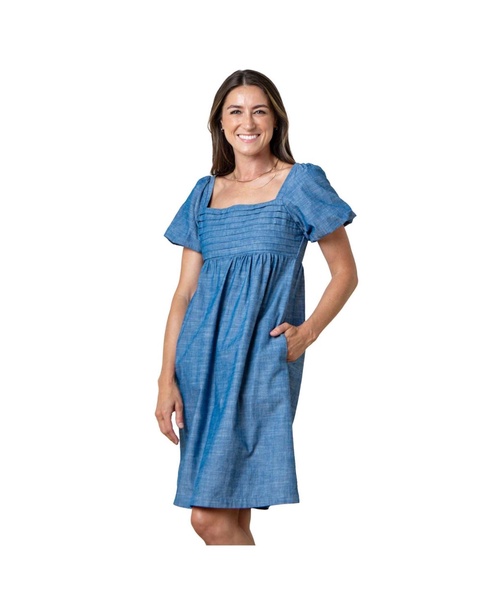 Women's Organic Ruched Bodice Chambray Dress