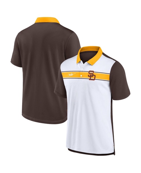 Men's White, Brown San Diego Padres Rewind Stripe Polo Shirt