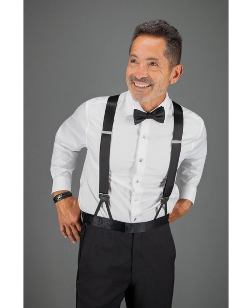 Men's Sutton Solid Color Silk Brace and Bow Tie Combo