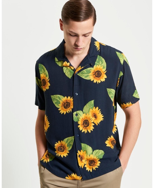 Men's Sunflower Print Short Sleeve Shirt