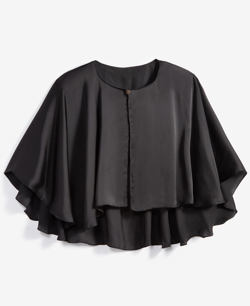 Women's Satin Capelet Evening Wrap with Closure