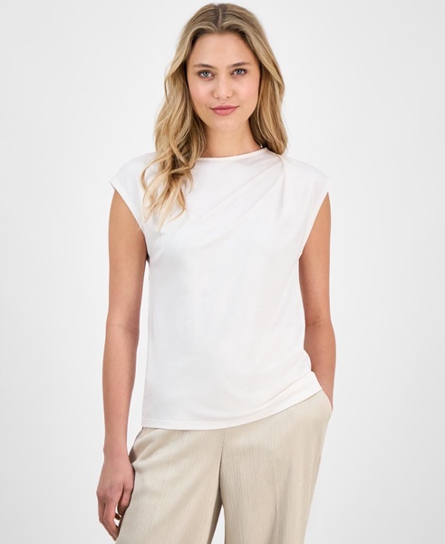 Women's Pleated Cap-Sleeve Top