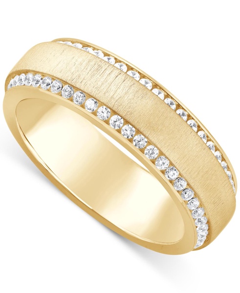 Men's Diamond Border Textured Eternity Band (1 ct. t.w.) in 10k White, Yellow or Rose Gold