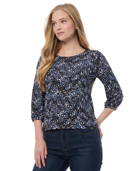 Women's Printed Crepe 3/4-Sleeve Top