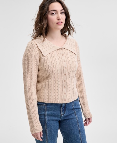Petite Cable-Knit Button-Front Cardigan, Exclusively at Macy's