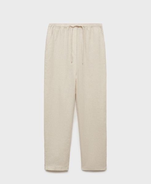 Women's Straight Cropped Linen Trousers Pants