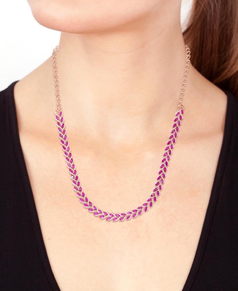 EFFY® Ruby (13-7/8 ct. t.w.) & Diamond (2-1/3 ct. t.w.) 18" Statement Necklace in 14k Rose Gold
