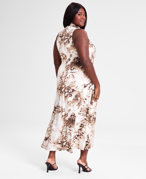 Trendy Plus Size Printed Mock Neck Sleeveless Dress, Exclusively at Macy's 