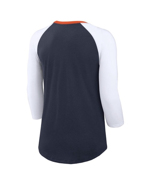 Women's Navy/White Chicago Bears Knockout Arch Raglan Tri-Blend 3/4-Sleeve T-Shirt