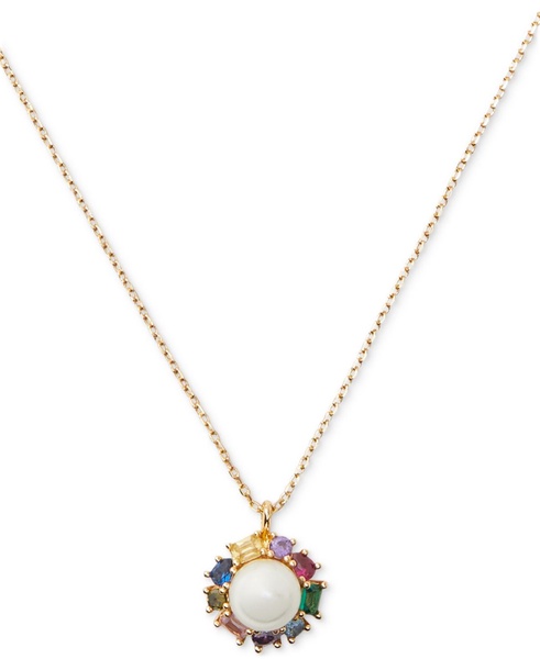 Candy Shop Imitation Pearl Halo Pendant Necklace, 17" + 3" extender