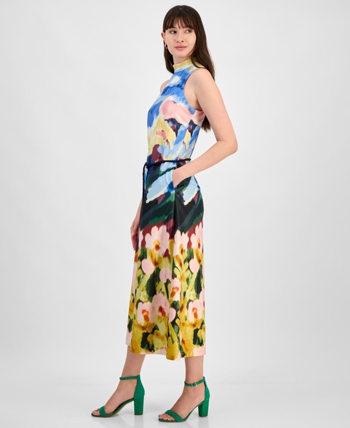 Women's Rope-Belt Watercolor-Print Dress
