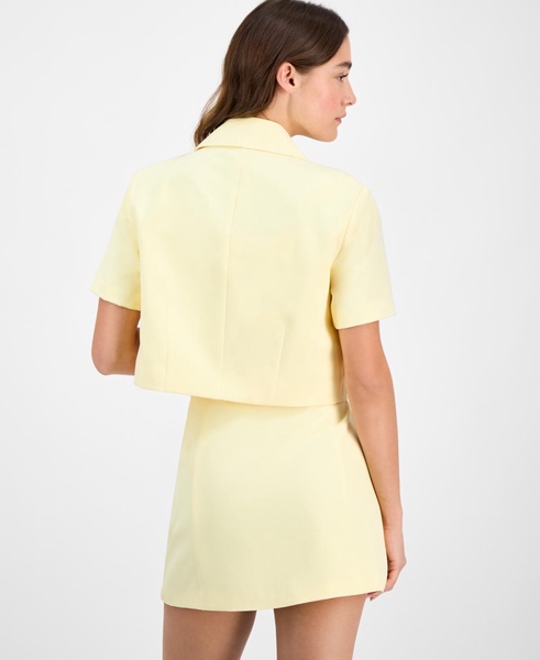 Women's Cropped Blazer-Style Short-Sleeve Top, Exclusively at Macy's 