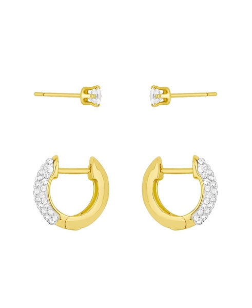 Clear Crystal Hoop and Stud Duo Earrings Set