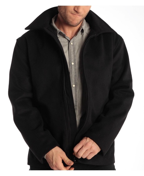 Grant Mens 28" Open Bottom Jacket Wool Blend JD Bomber Zippered Jacket