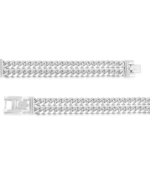 Men's Diamond Cross Double Curb Chain Bracelet (1/2 ct. t.w.) in Sterling Silver
