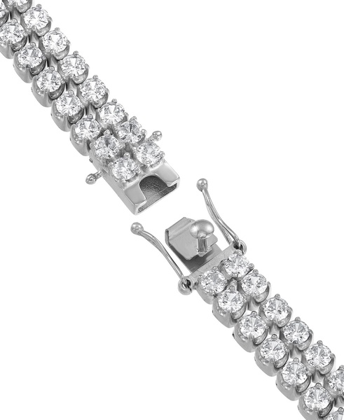 Men's Cubic Zirconia Double Row Tennis Bracelet in Black Ion-Plated Stainless Steel