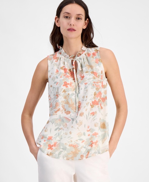Women's Floral-Print Ruffle-Collar Blouse
