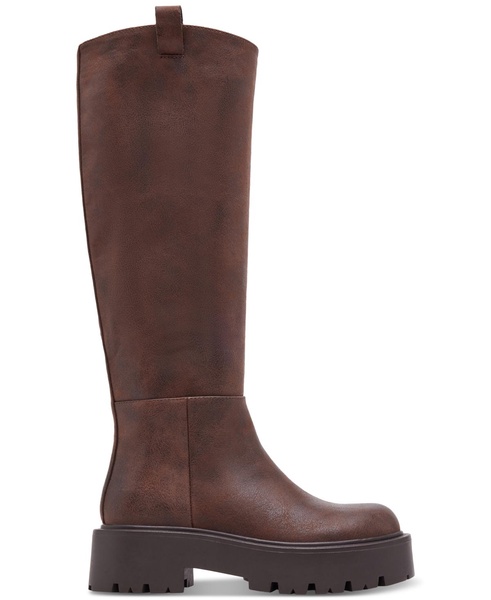 Crow Wide-Calf Lug-Sole Knee High Boots
