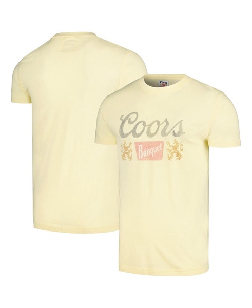 Men's Yellow Distressed Coors Vintage-Like Fade T-shirt