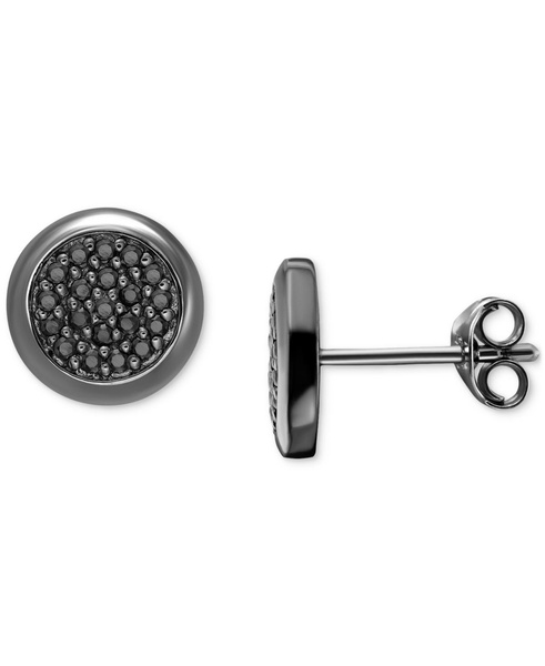 Men's Black Diamond Circle Cluster Stud Earrings (1/3 ct. t.w.) in Black Rhodium-Plated Sterling Silver or Sterling Silver (Also in White Diamonds)