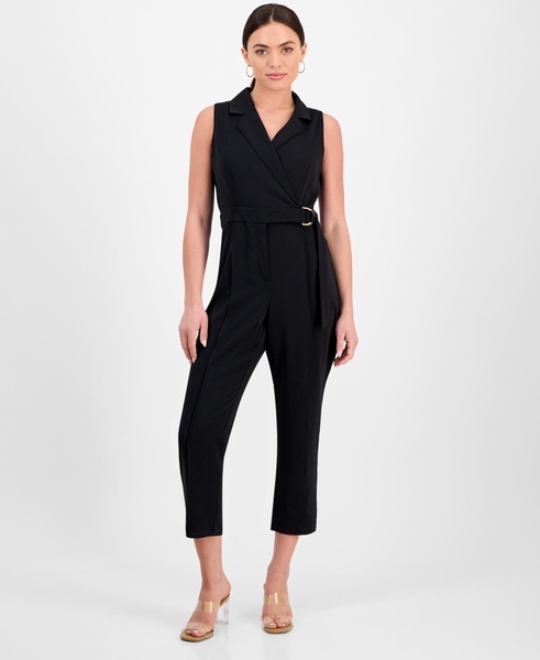 Petite Sleeveless Notch-Lapel Jumpsuit, Created for Macy's