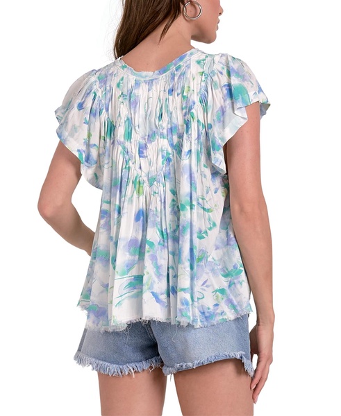 Women's Allure Cotton Flutter-Sleeve Frill-Hem Top