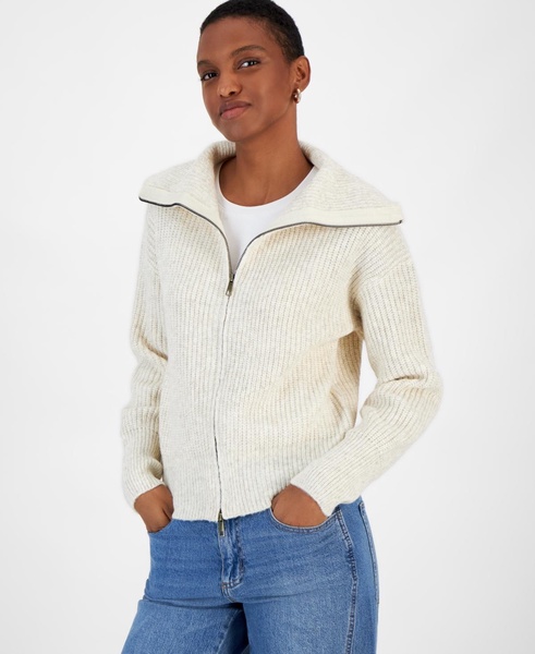 Women's Sailor-Collar Zip-Front Sweater, Created for Macy's